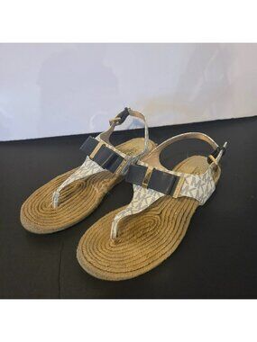 Michael Kors "Meg" Logo T-Strap Espadrille Sandals SIZE 7